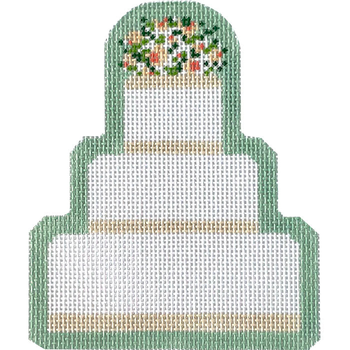 Wedding Cake Taylor on Sage Painted Canvas The Plum Stitchery - 1