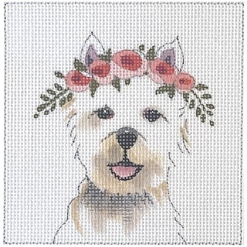 Westie Dog with Floral Crown Painted Canvas Colors of Praise - 1