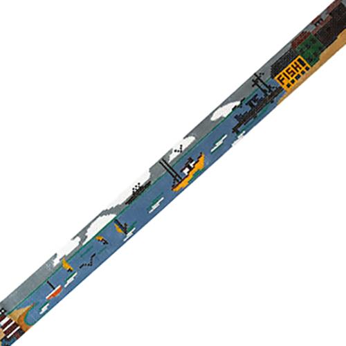 Wharf Fishing Scene Belt Painted Canvas The Meredith Collection - 1