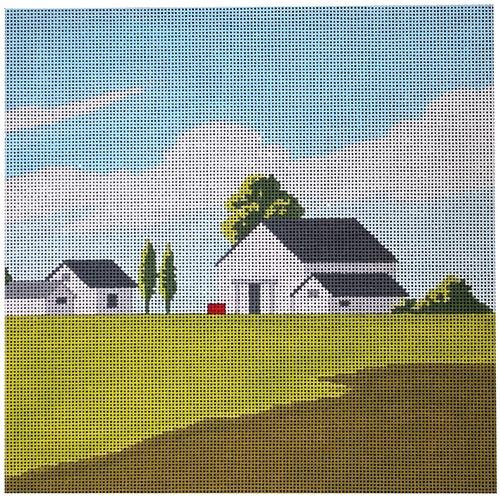 White Barn & House Painted Canvas A Stitch in Time - 1