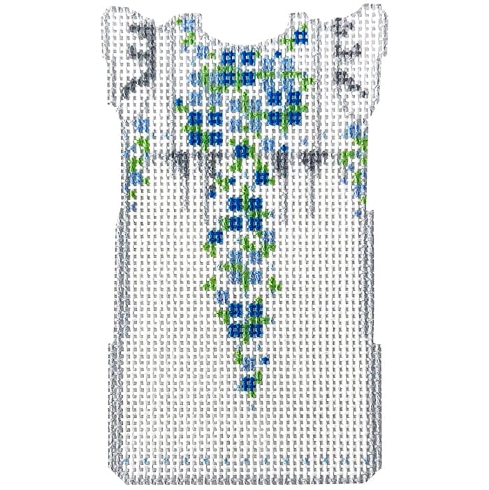 White & Blue Mini Oaxaca Dress Printed Canvas Needlepoint To Go