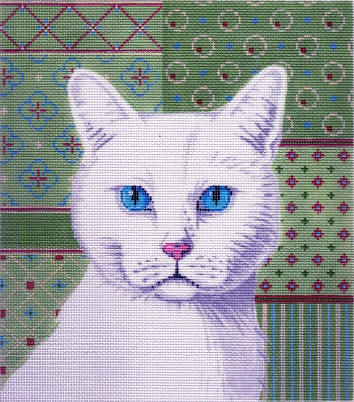 White Cat Painted Canvas Labors of Love Needlepoint - 1