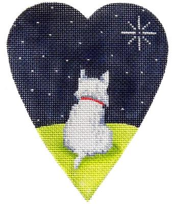 White Highland Terrier Midnight Heart Painted Canvas Kirk & Bradley - 1