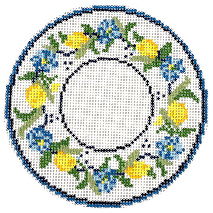 White Lemon Plate Painted Canvas Rachel Barri Designs