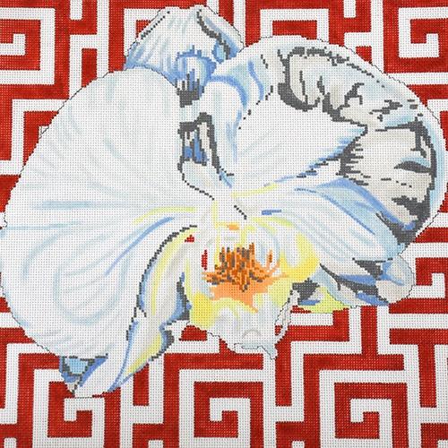 White Orchid on Terra Cotta Painted Canvas The Meredith Collection - 1