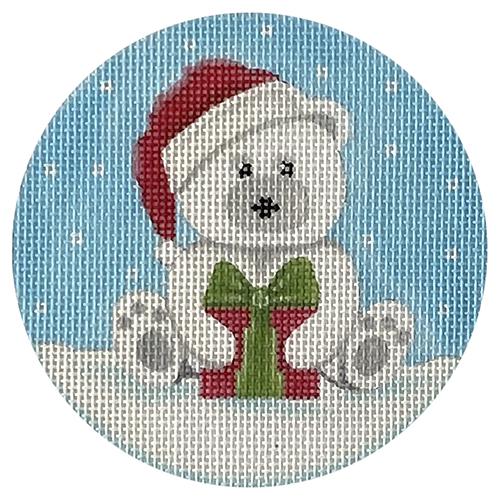 White Santa Bear with Present Painted Canvas Pepperberry Designs - 1