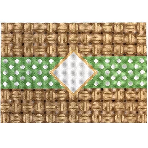 Wicker Dots Mono Clutch - Lime Painted Canvas Two Sisters Needlepoint