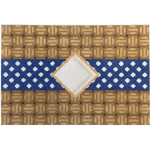 Wicker Dots Mono Clutch - Navy Painted Canvas Two Sisters Needlepoint
