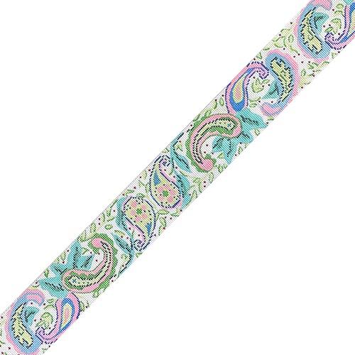 Wide Belt - Paisleys & Leaves Painted Canvas Kate Dickerson Needlepoint Collections