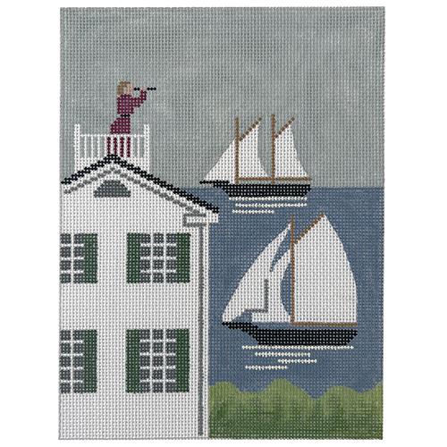 Widow's Walk in New England Painted Canvas Silver Needle - 1