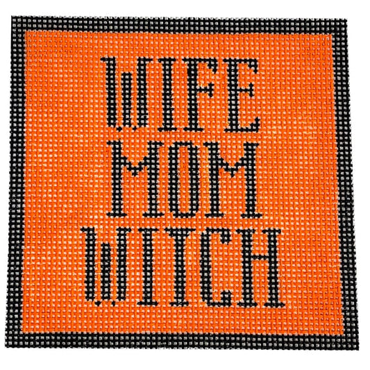 Wife, Mom, Witch Painted Canvas SilverStitch Needlepoint 