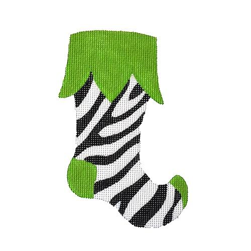 Wild Mini Stocking, Zebra Painted Canvas Pepperberry Designs - 1