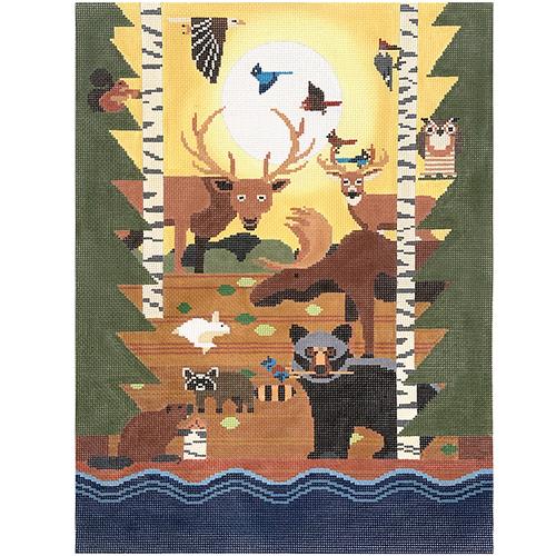 Wildlife in the Forest Painted Canvas Cooper Oaks Design - 1