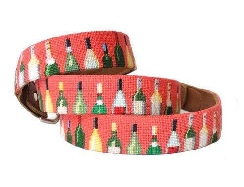 Wine Bottles Belt Painted Canvas Susan Roberts Needlepoint Designs Inc. - 1