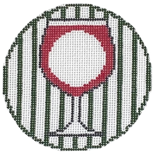 Wine Monogram Round Painted Canvas Rachel Donley - 1