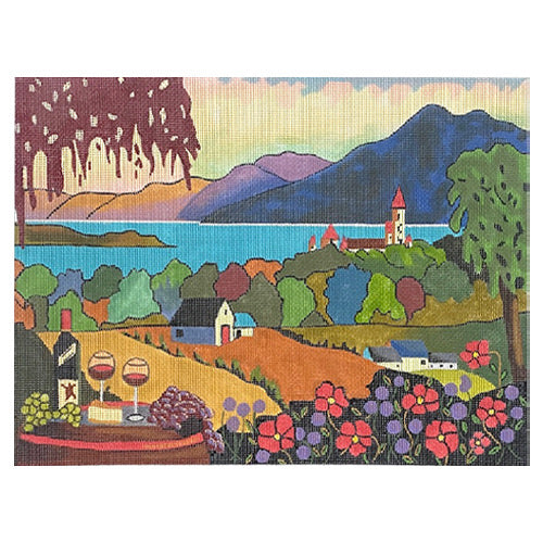 Wine, Mountain and Lake Painted Canvas PLD Designs - 1