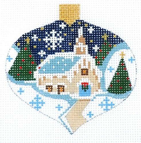 Winter Church Ornament Painted Canvas Danji Designs - 1