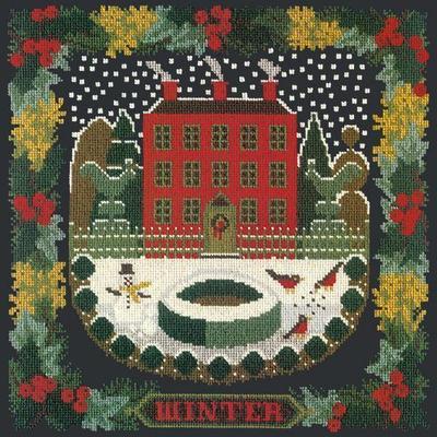 Winter Sampler Needlepoint Kit Kits Elizabeth Bradley Design Black 