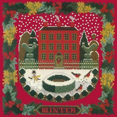 Winter Sampler Needlepoint Kit Kits Elizabeth Bradley Design Bright Red