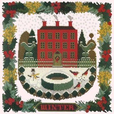 Winter Sampler Needlepoint Kit Kits Elizabeth Bradley Design Cream 