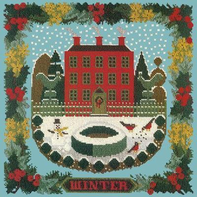 Winter Sampler Needlepoint Kit Kits Elizabeth Bradley Design Duck Egg Blue 