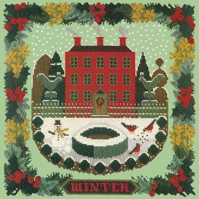 Winter Sampler Needlepoint Kit Kits Elizabeth Bradley Design Pale Green 