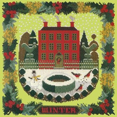 Winter Sampler Needlepoint Kit Kits Elizabeth Bradley Design Pale Lime 