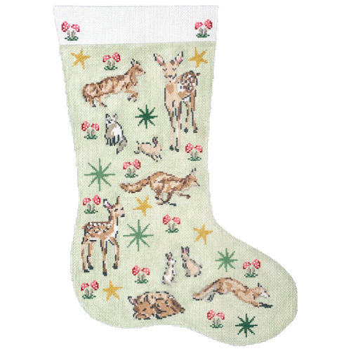 Winter Woodland Stocking Painted Canvas The Plum Stitchery - 1
