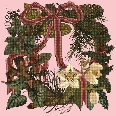 Winter Wreath Needlepoint Kit Kits Elizabeth Bradley Design Pale Rose