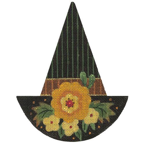 Witch Hat - Big Gold Flower Painted Canvas Melissa Shirley Designs