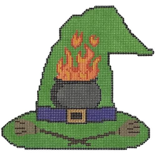 Witch's Hat Ornament Cauldron Painted Canvas KCN Designers - 1