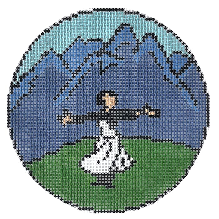 Woman on Mountain Round Painted Canvas KCN Designers - 1
