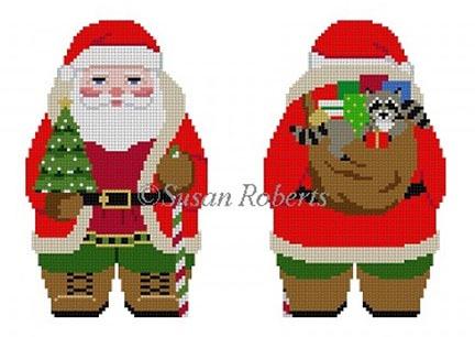 Woodsman 2 Sided Santa Painted Canvas Susan Roberts Needlepoint Designs Inc.