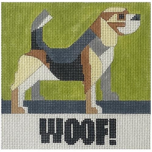 Woof! Abstract Dog on Lime Painted Canvas Melissa Prince Designs - 1