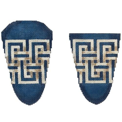 Woven Key Border Scissors Case Blue Painted Canvas Associated Talents - 1