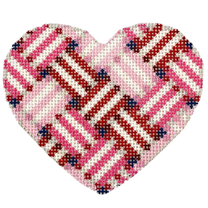 Woven Ribbon Heart/Red Painted Canvas Whimsy & Grace - 1