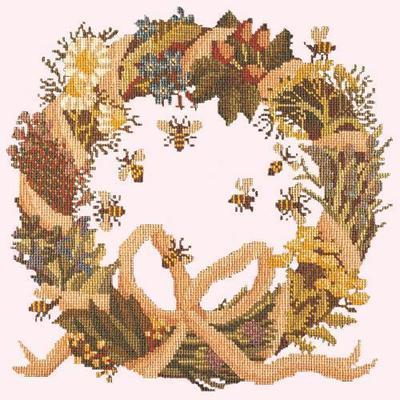 Wreath of Herbs Needlepoint Kit Kits Elizabeth Bradley Design Cream