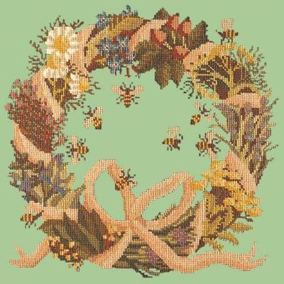 Wreath of Herbs Needlepoint Kit Kits Elizabeth Bradley Design Pale Green