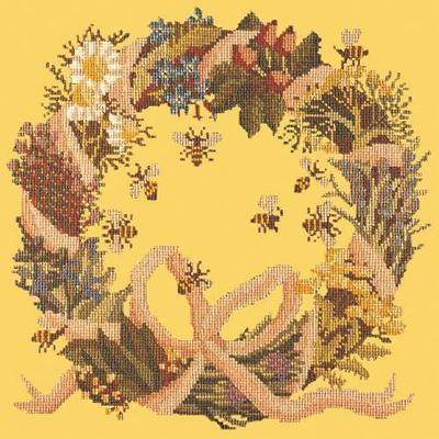 Wreath of Herbs Needlepoint Kit Kits Elizabeth Bradley Design Sunflower Yellow