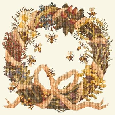 Wreath of Herbs Needlepoint Kit Kits Elizabeth Bradley Design Winter White