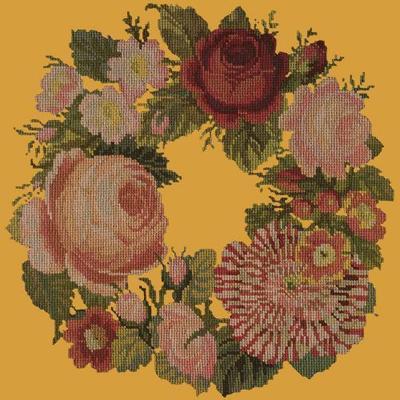 Wreath of Roses Needlepoint Kit Kits Elizabeth Bradley Design Yellow
