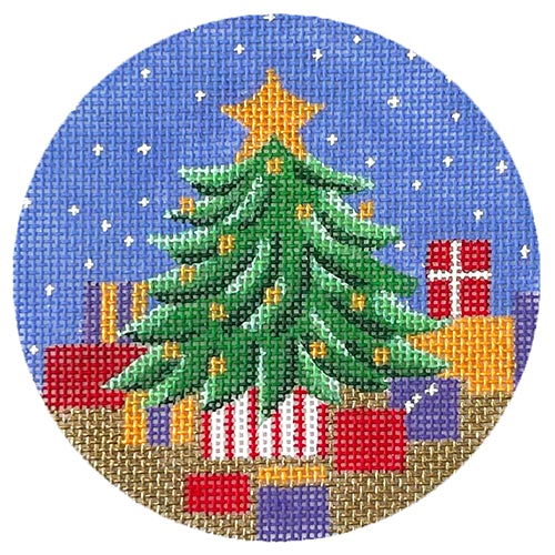 Xmas Tree with Presents Painted Canvas Vallerie Needlepoint Gallery - 1