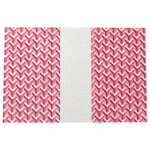Y Pattern Clutch Pink Back Painted Canvas Anne Fisher Needlepoint LLC - 1