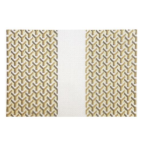 Y Pattern Clutch Tan Back Painted Canvas Anne Fisher Needlepoint LLC - 1