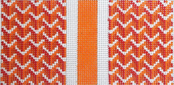 Y Pattern Eyeglass Case Orange Painted Canvas Anne Fisher Needlepoint LLC - 1
