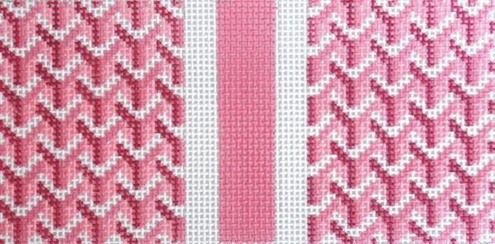 Y Pattern Eyeglass Case - Pink Painted Canvas Anne Fisher Needlepoint LLC