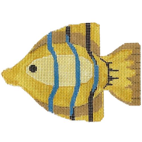 Yellow and Blue Fish Painted Canvas Labors of Love Needlepoint - 1