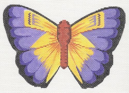 Yellow and Purple Butterfly Painted Canvas Labors of Love Needlepoint - 1