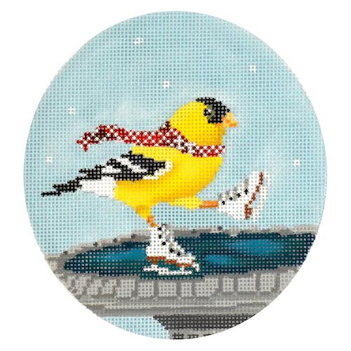 Yellow Bird Ice Skating Painted Canvas Scott Church Creative - 1