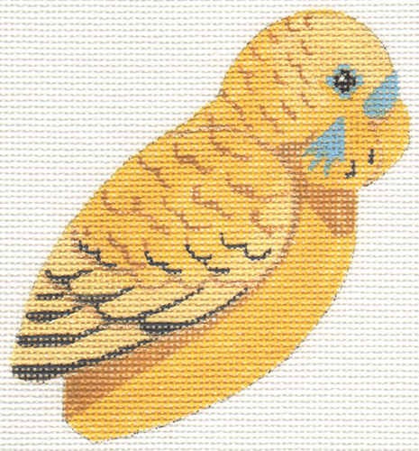 Yellow Budgie Painted Canvas Labors of Love Needlepoint - 1